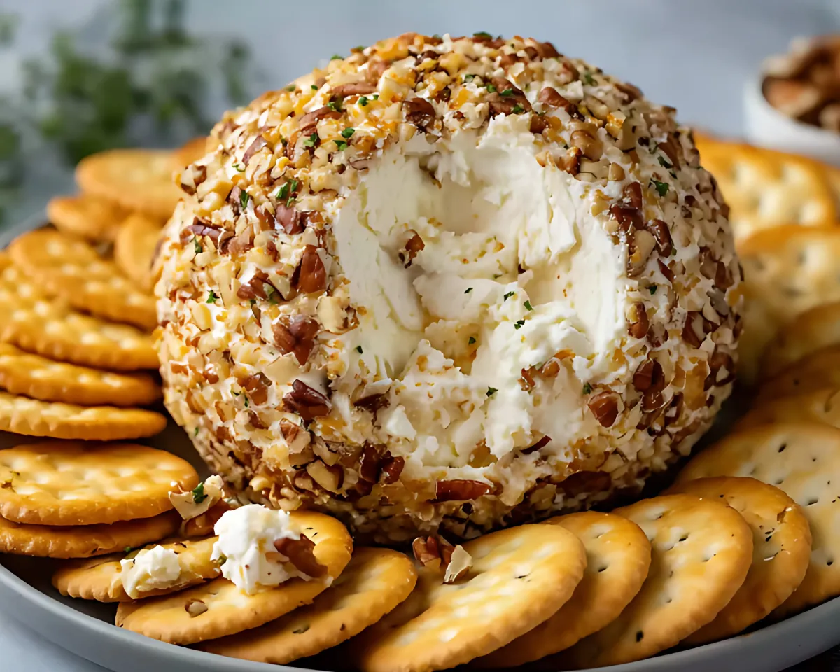 boule fromage servie avec crackers