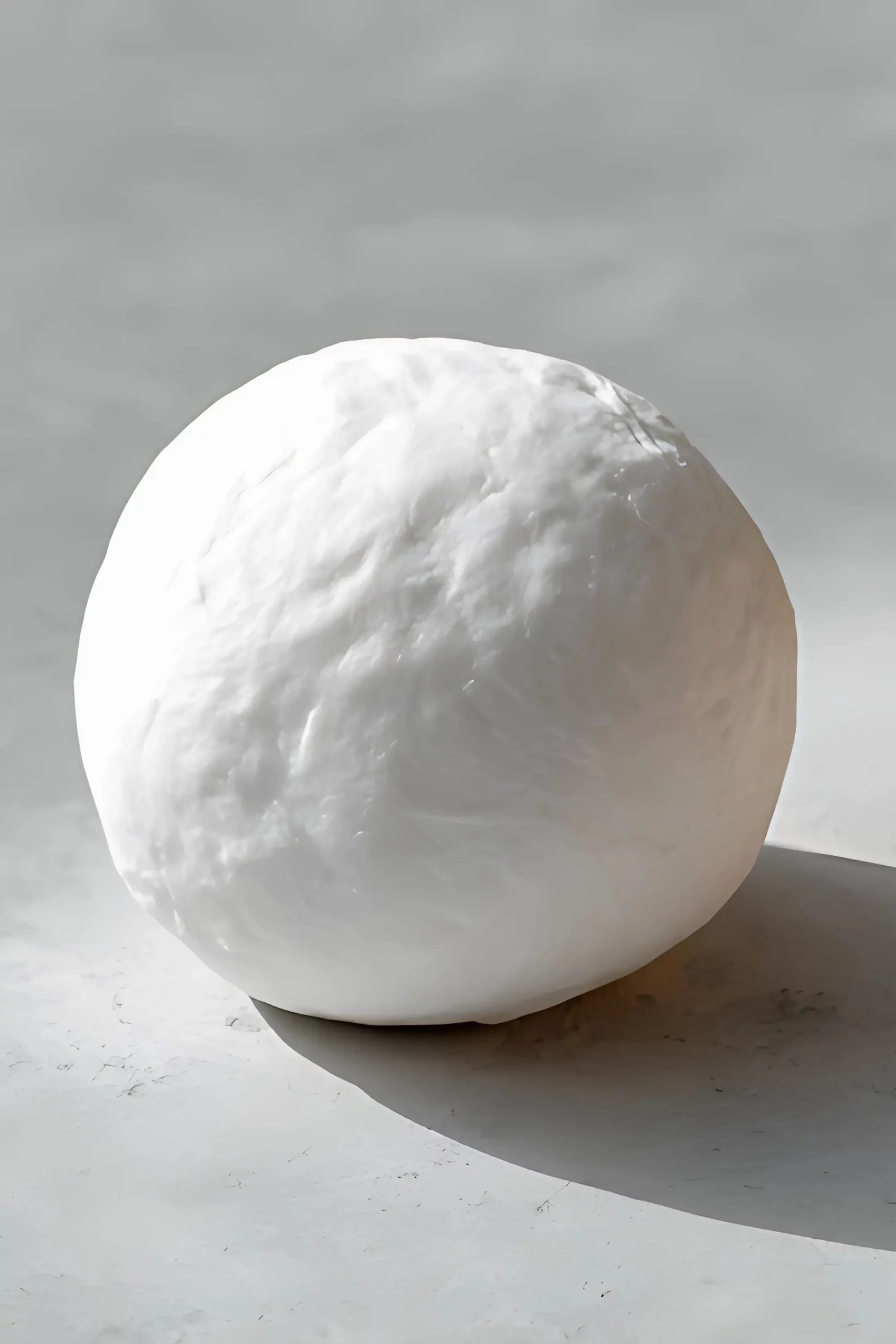 boule lisse blanche posée sur fond gris