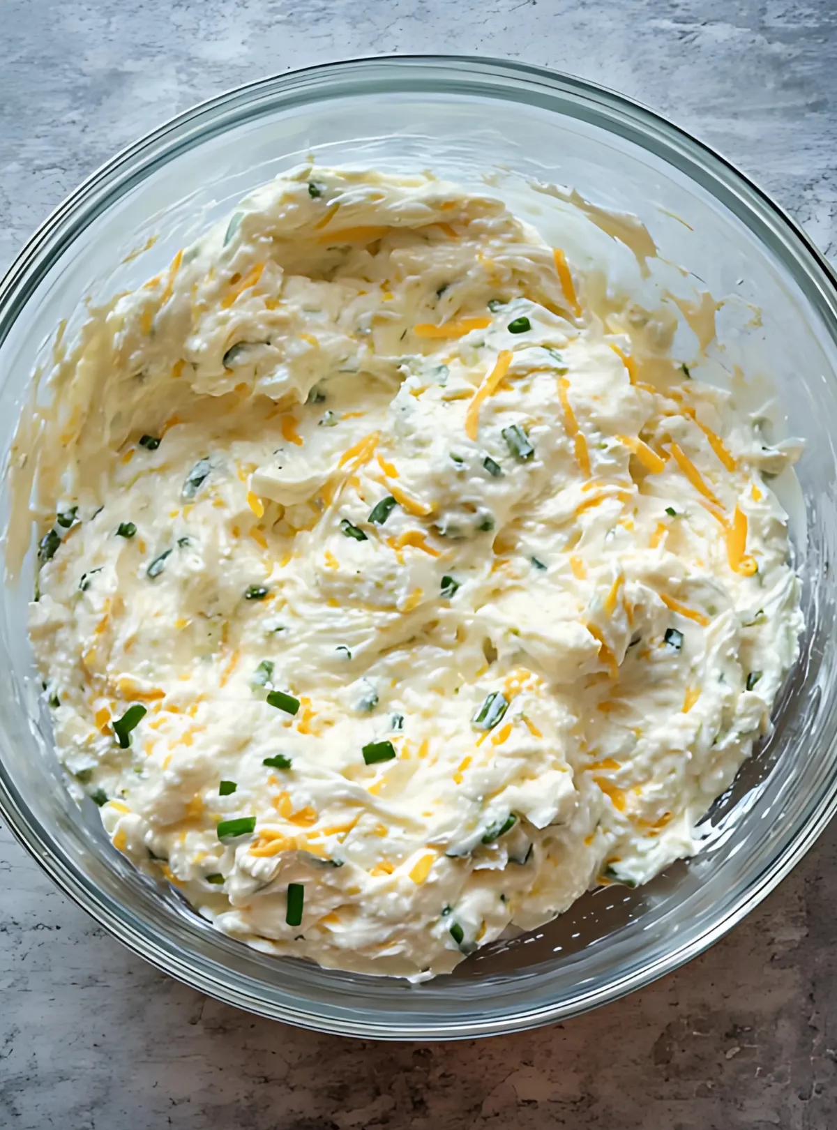 cheese filling in glass bowl