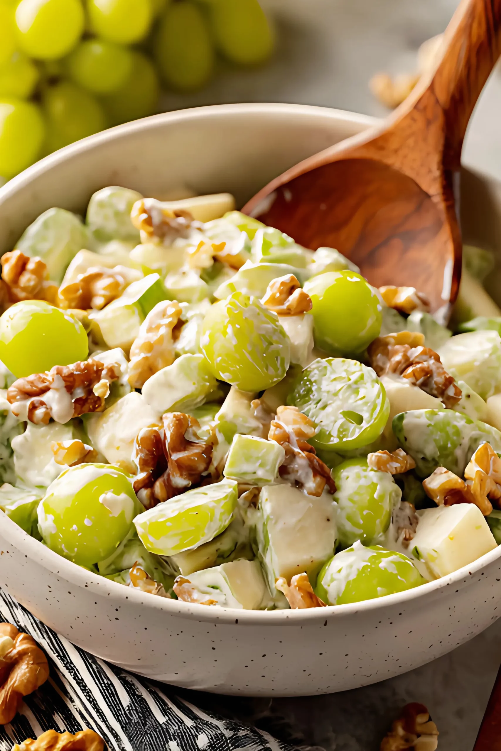 creamy waldorf salad with walnuts