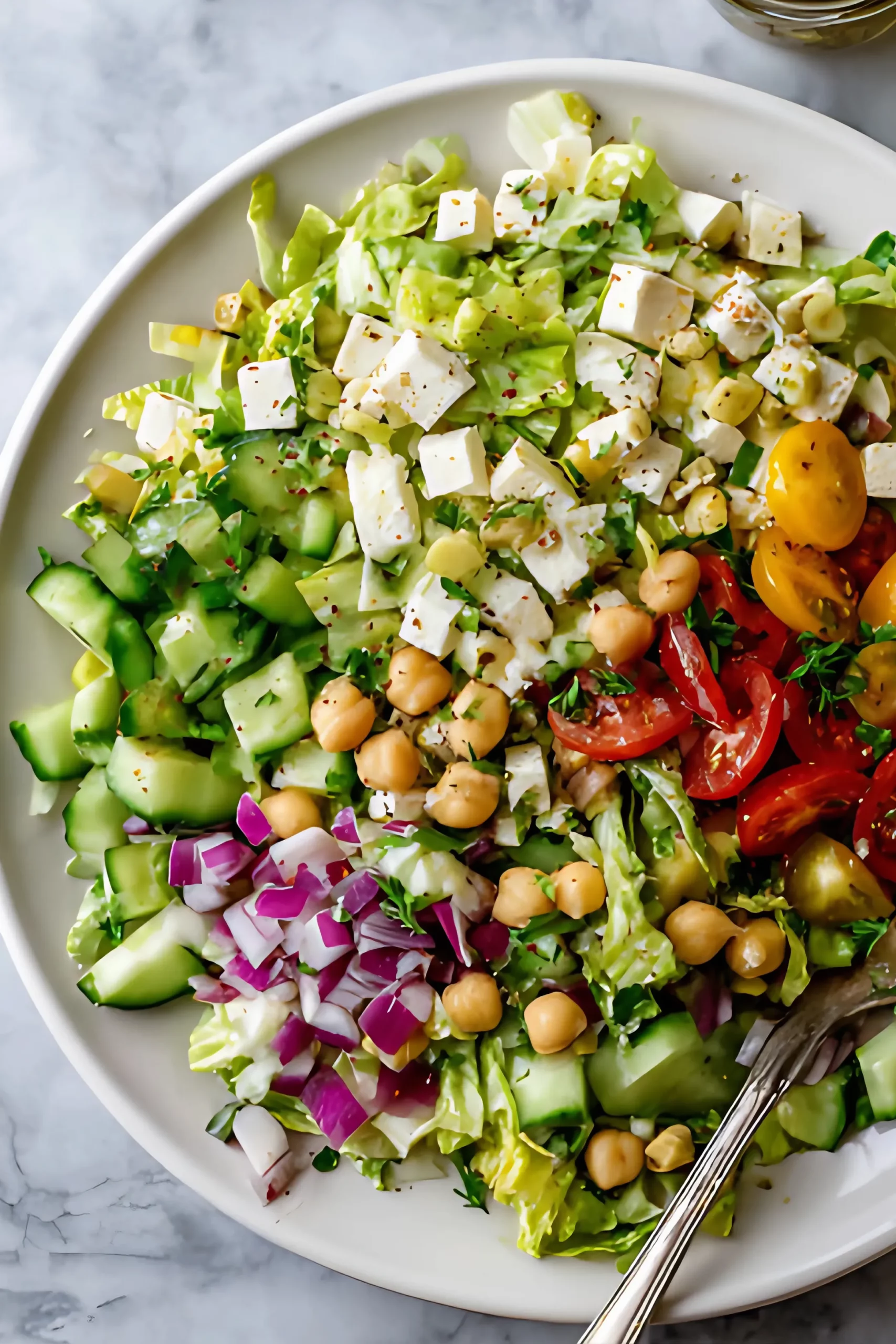 salade italienne non mélangée sur assiette
