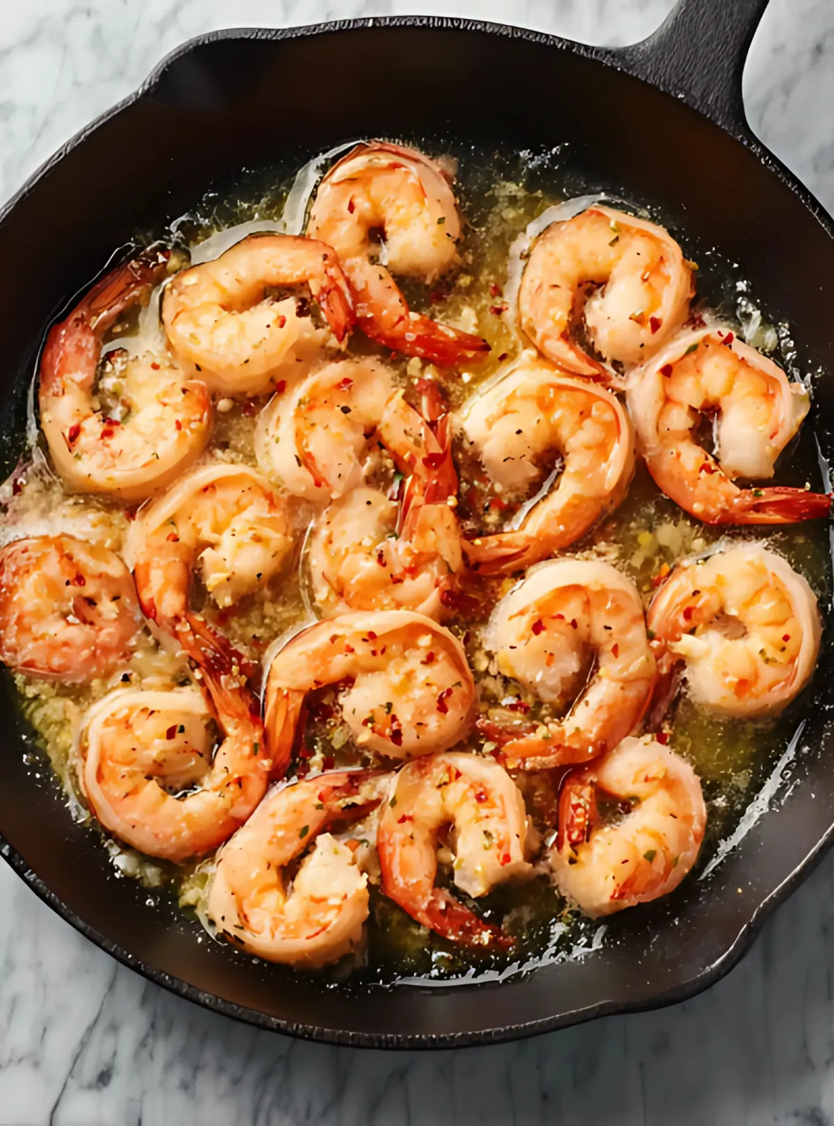 shrimp cooking in butter sauce