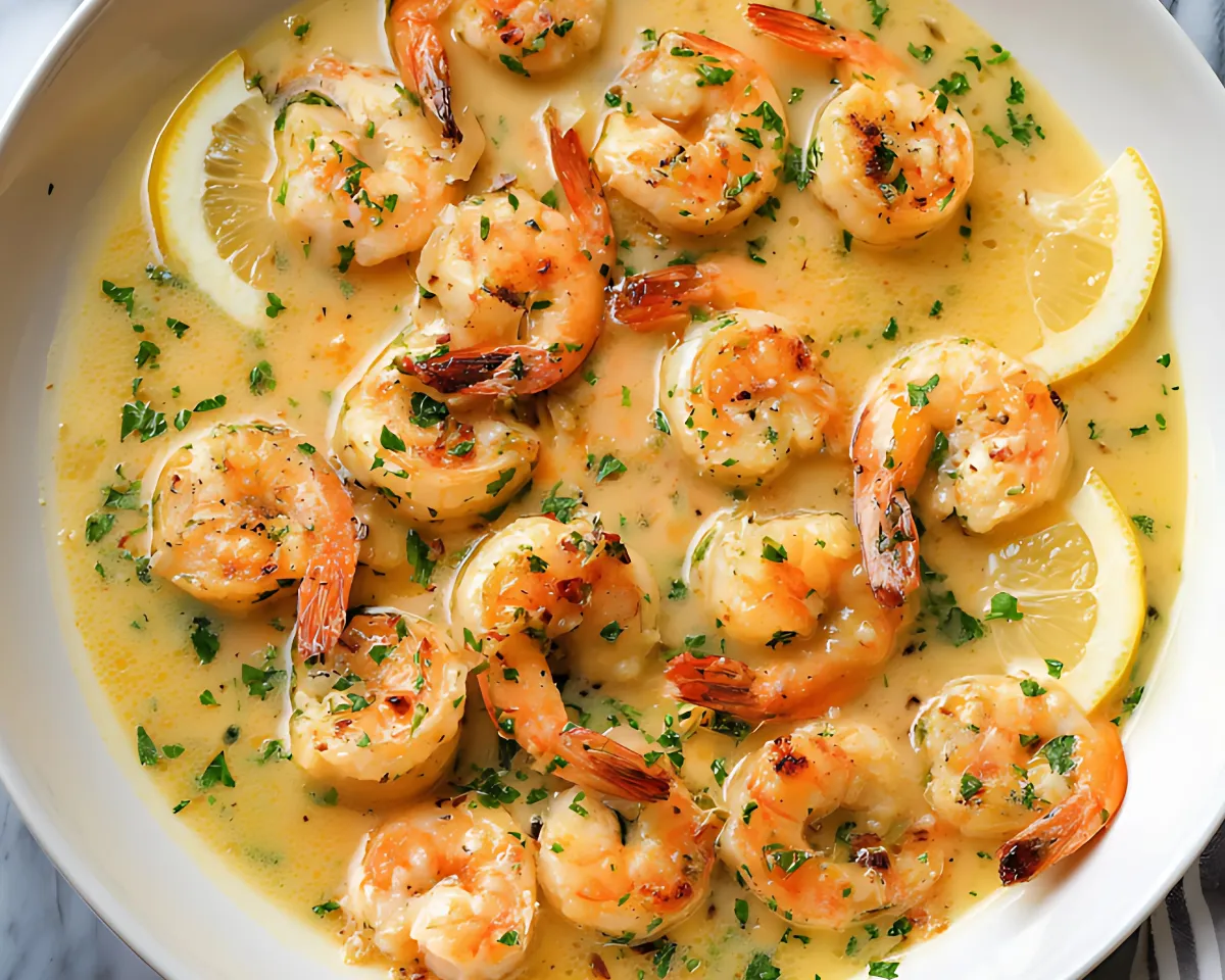 shrimp in creamy lemon parsley sauce
