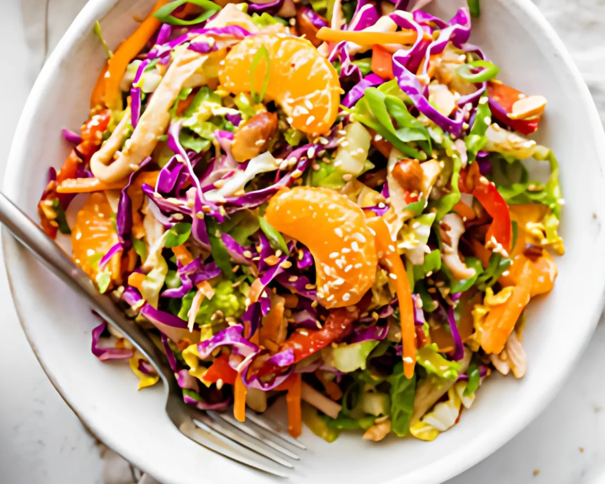 vue du dessus salade mandarine servie