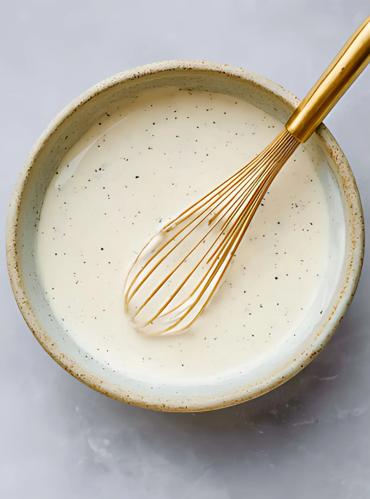 white sauce in ceramic bowl