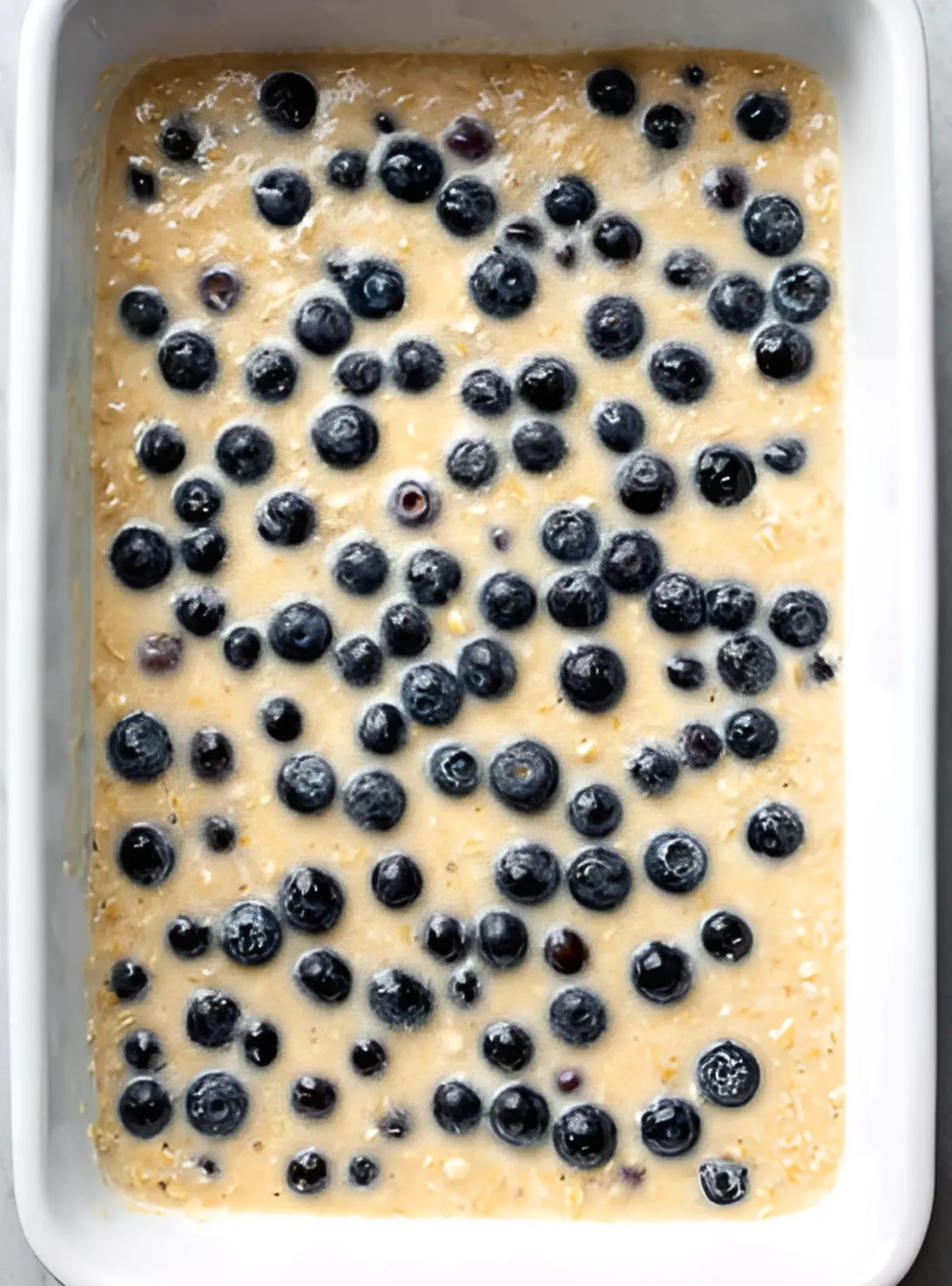 Baked oatmeal with blueberries in dish
