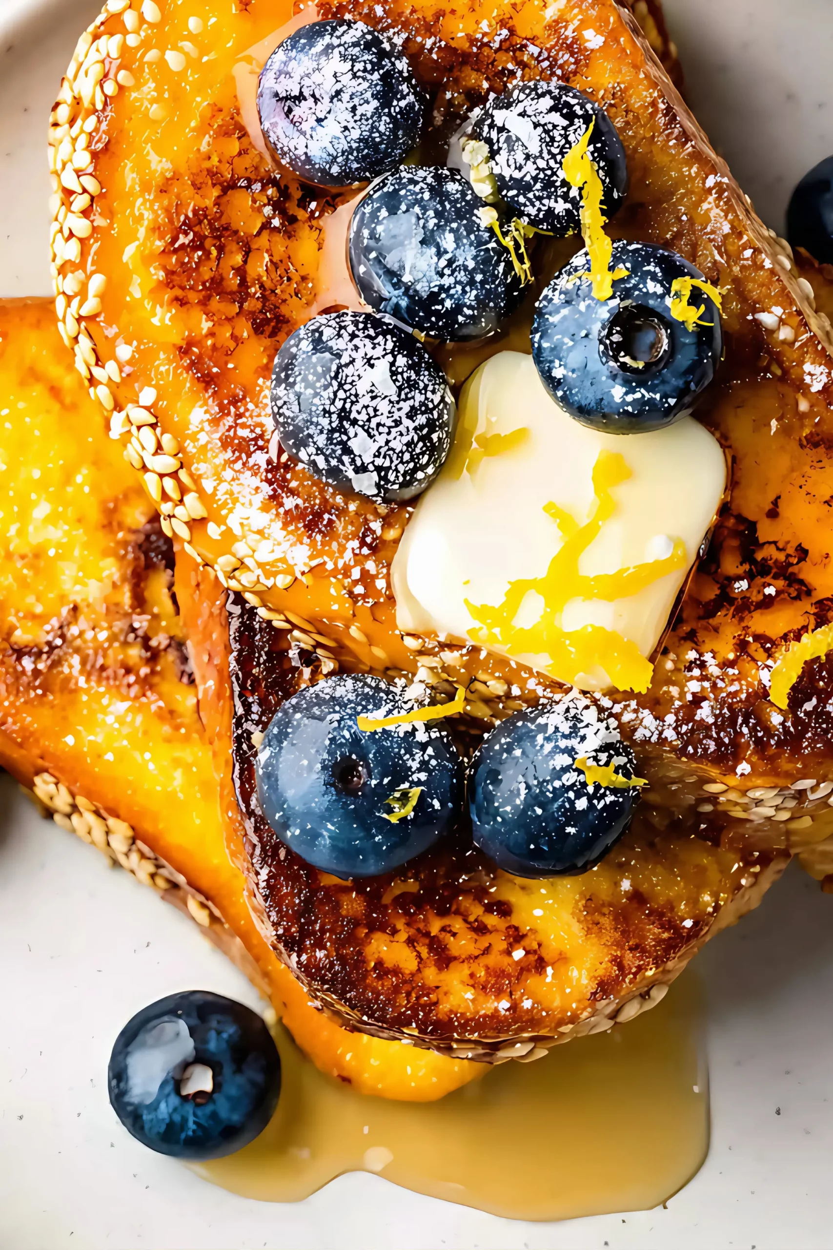 French toast with blueberries and butter