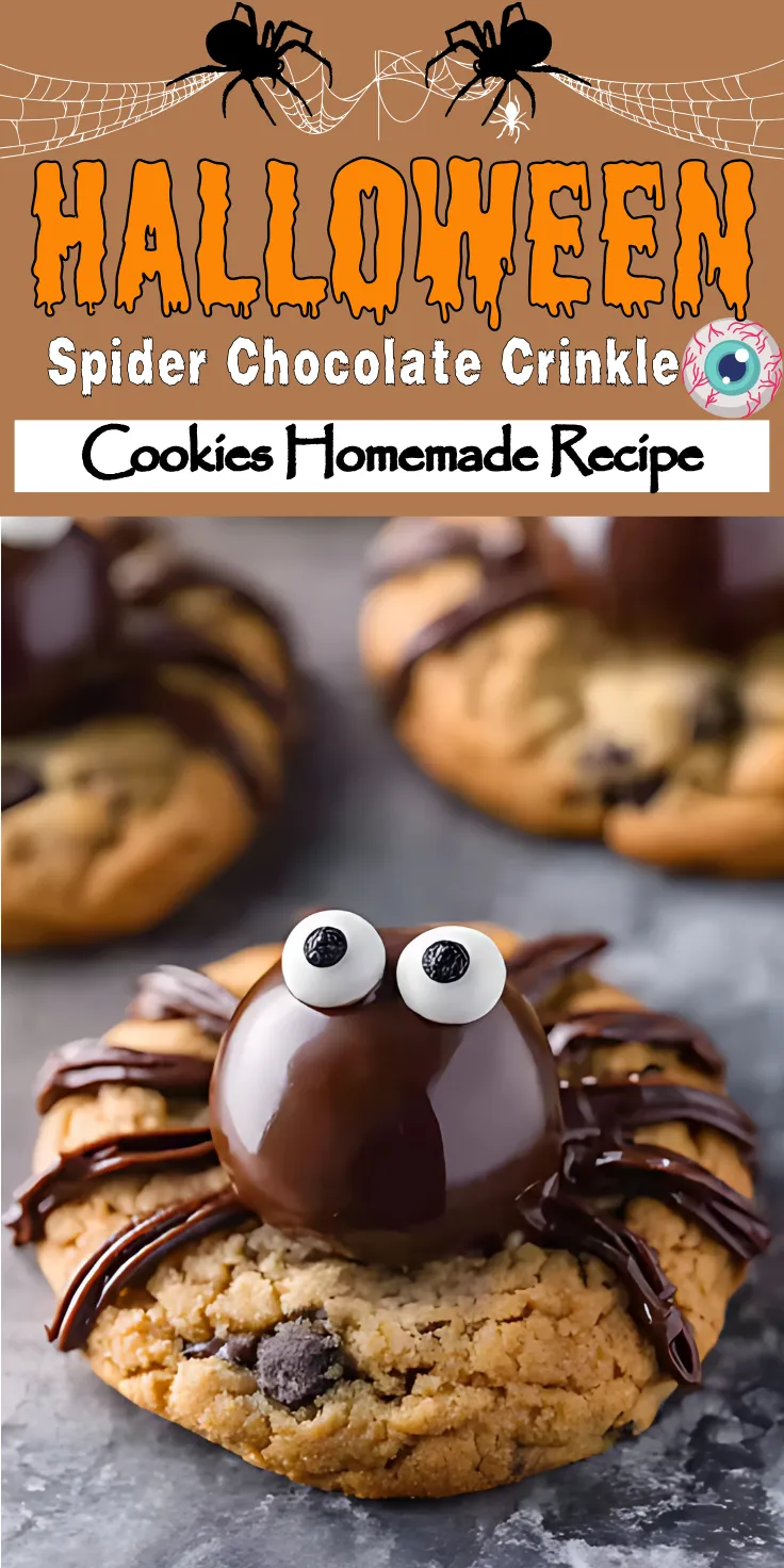 Spider Chocolate Crinkle Cookies recipe