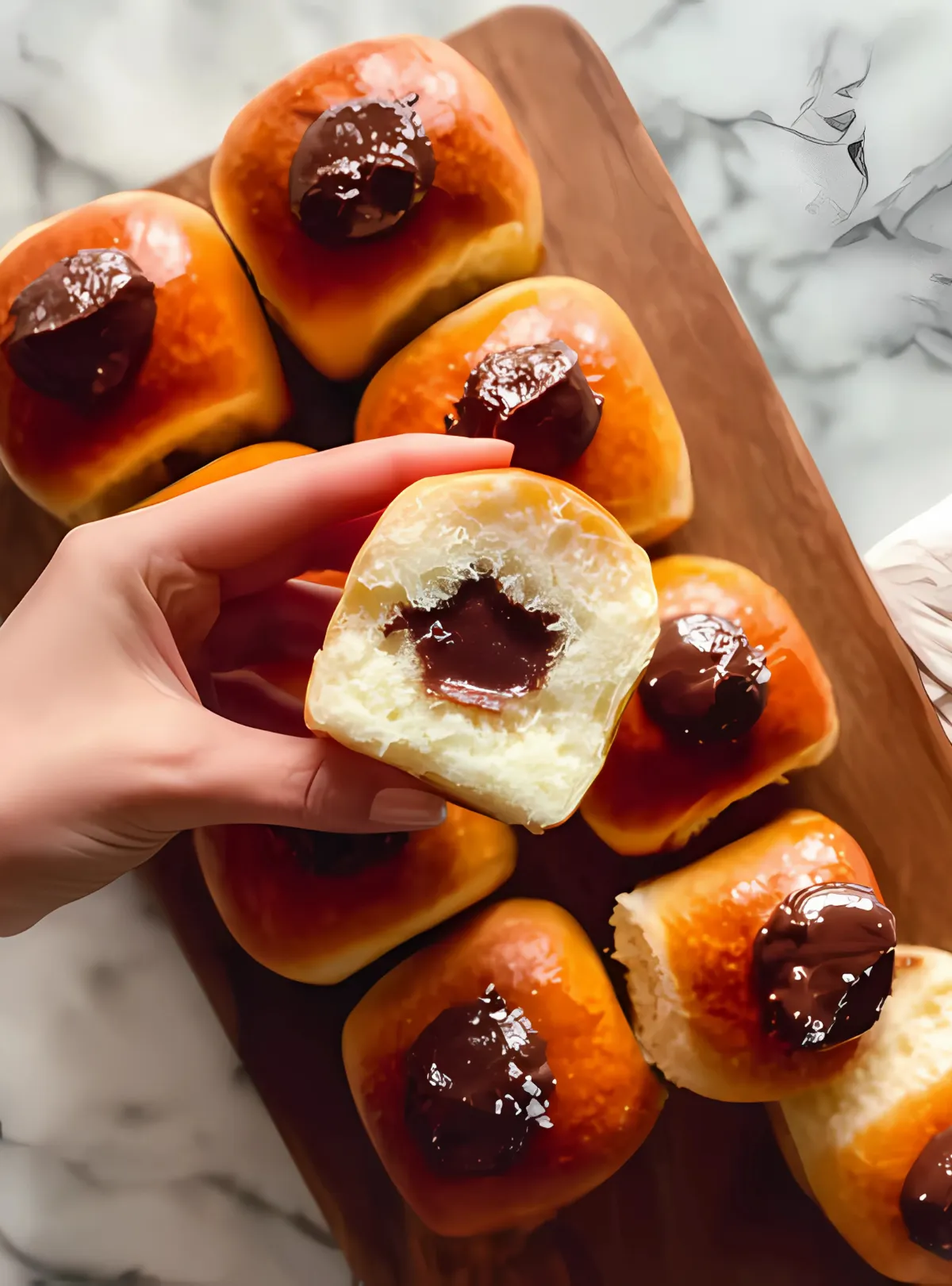 Sweet roll filled with chocolate ganache