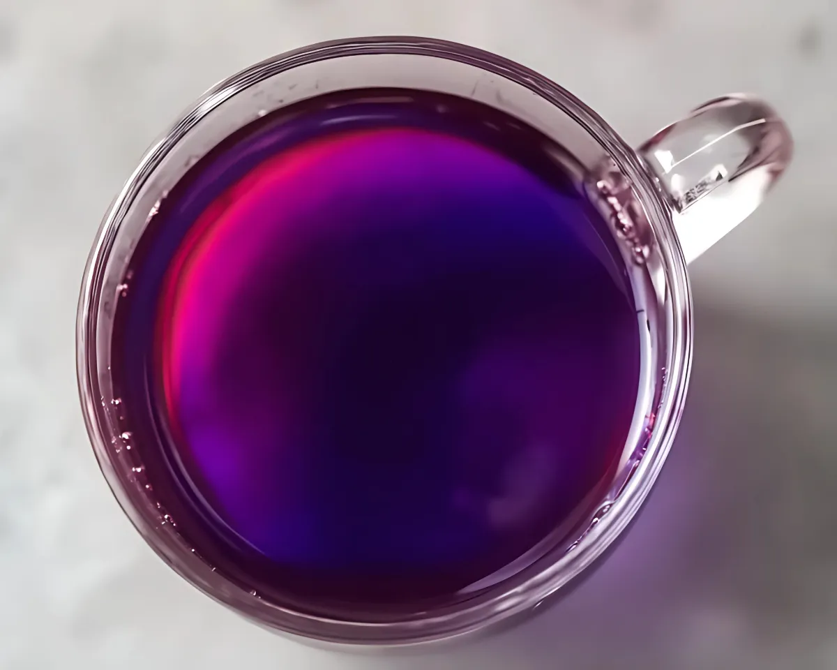 Top view purple butterfly pea tea