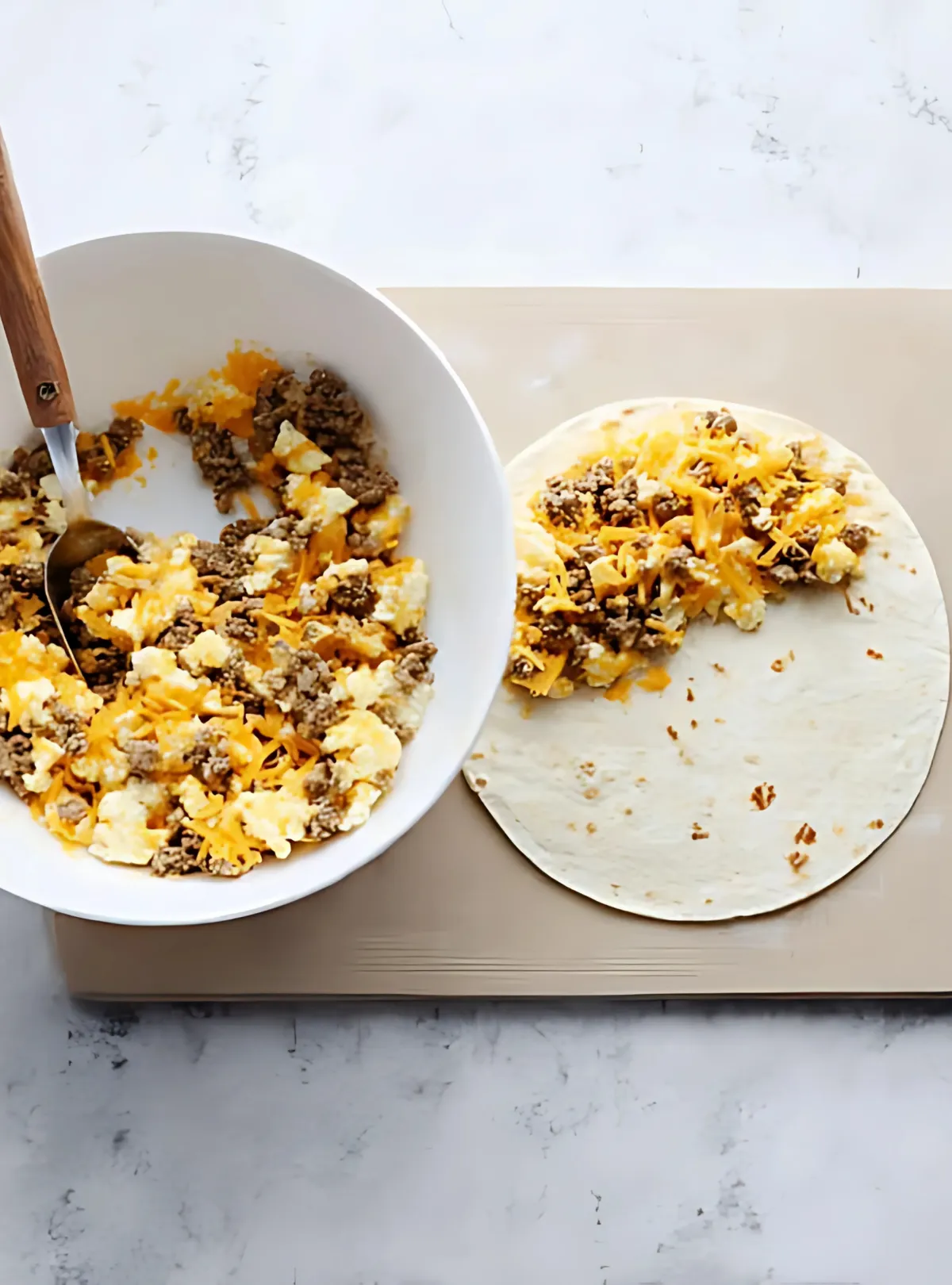 assembling quesadilla filling