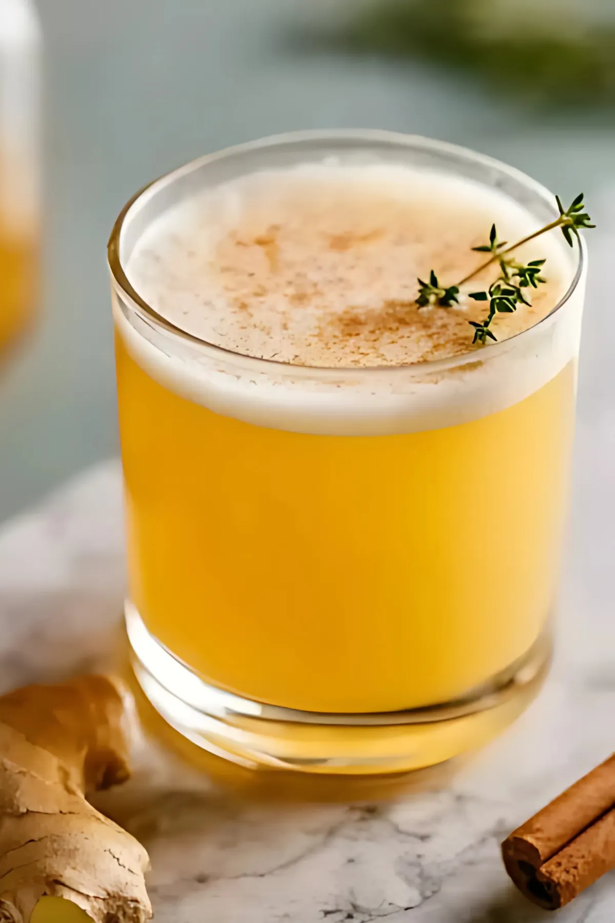 ginger tonic glass with thyme