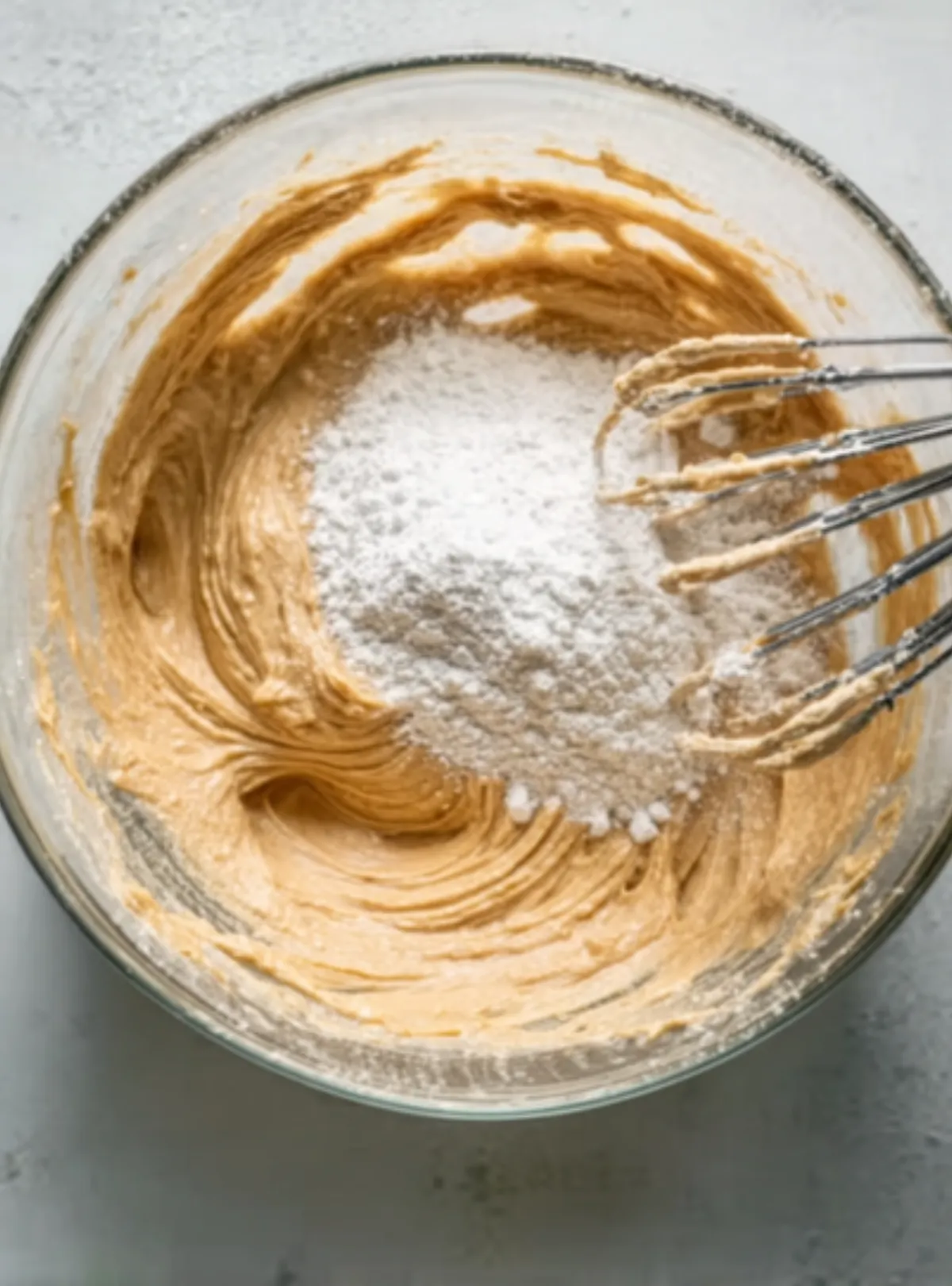 peanut butter batter with flour
