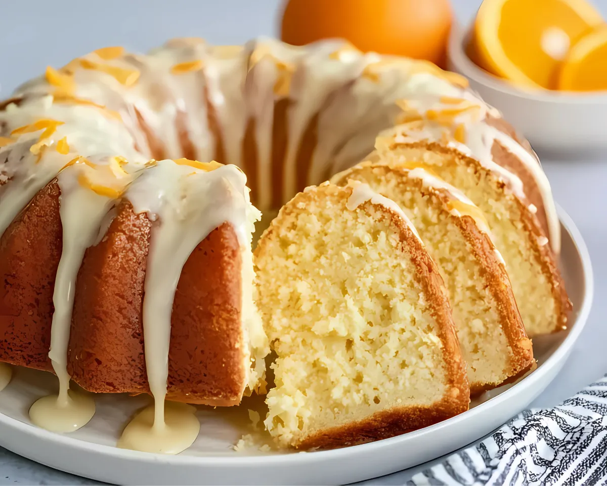 Glazed orange cake slices