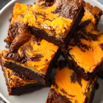 Marbled brownies on plate