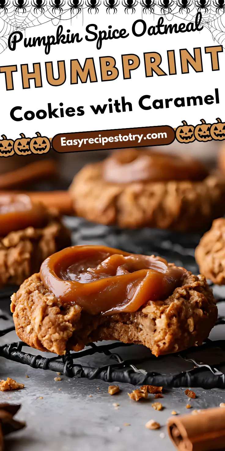 Pumpkin Spice Oatmeal Thumbprint Cookies with Date Caramel