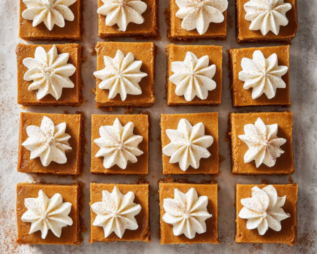 Pumpkin bars with cream