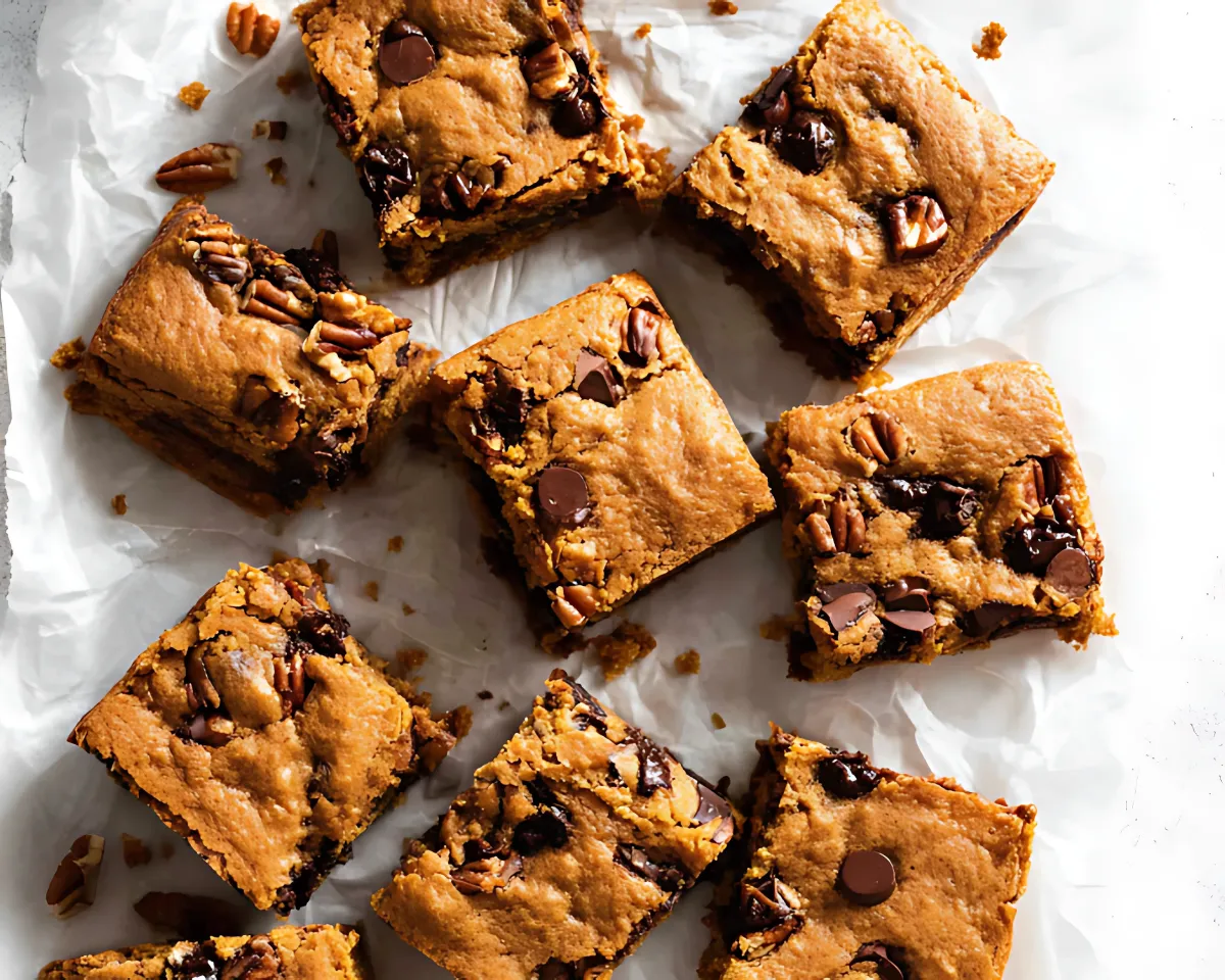 Pumpkin blondies overhead view