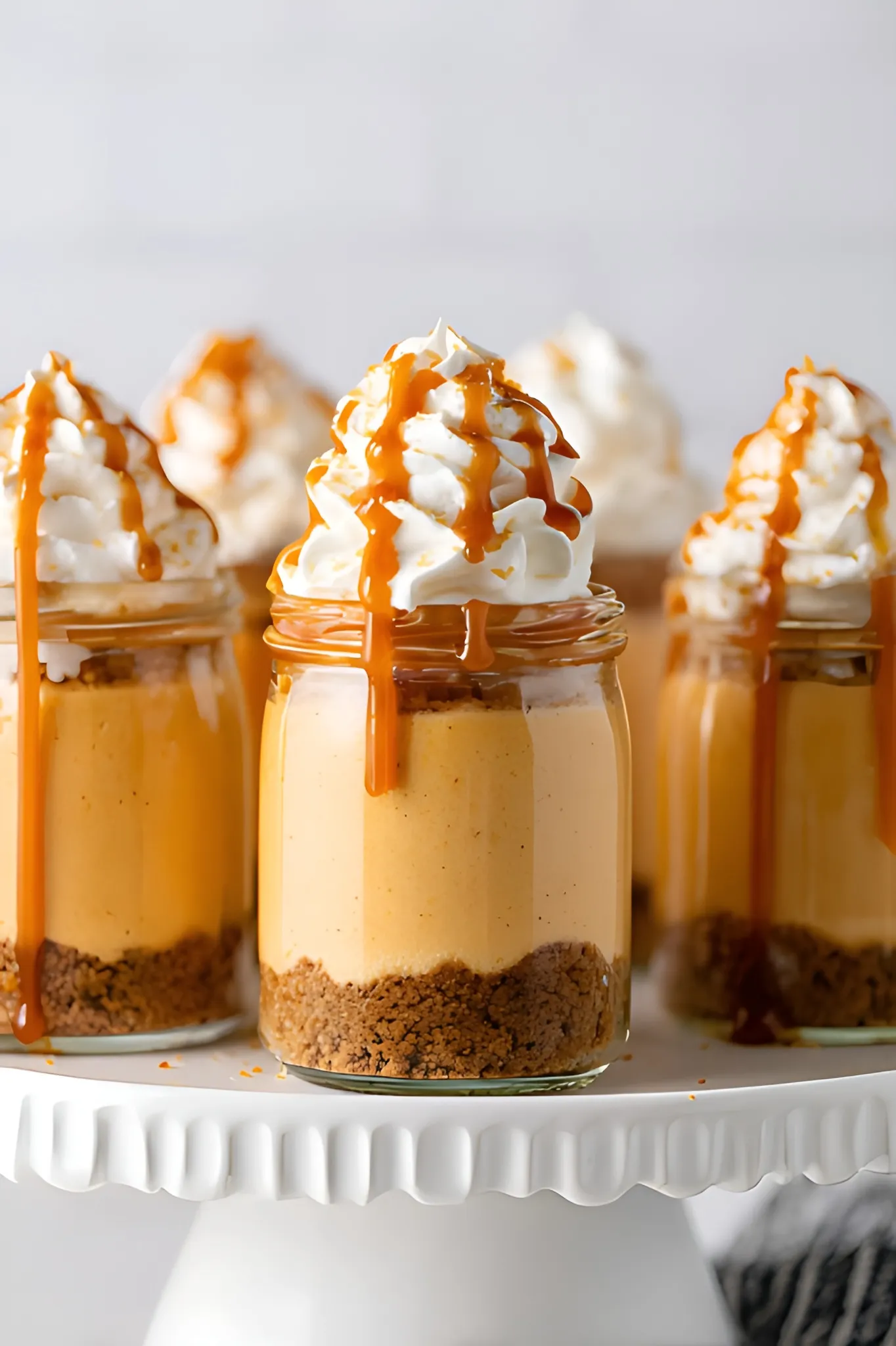 Pumpkin cheesecake jars caramel