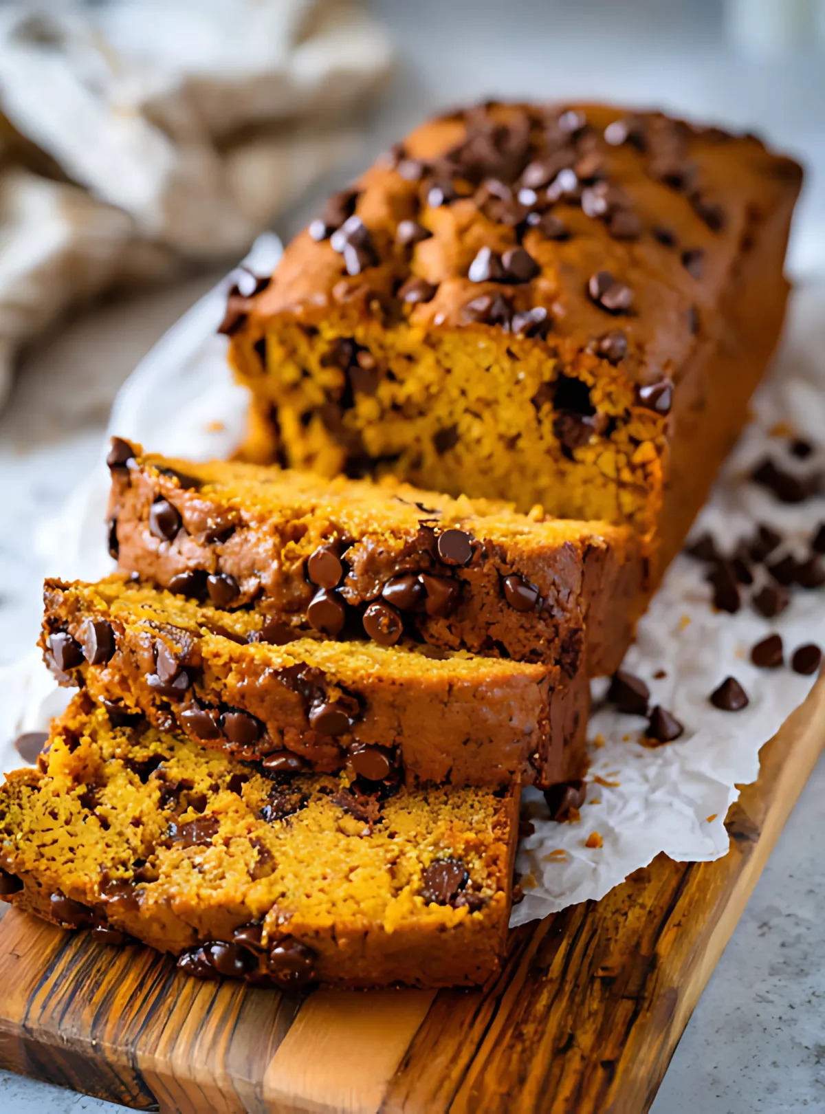 Pumpkin chip loaf sliced