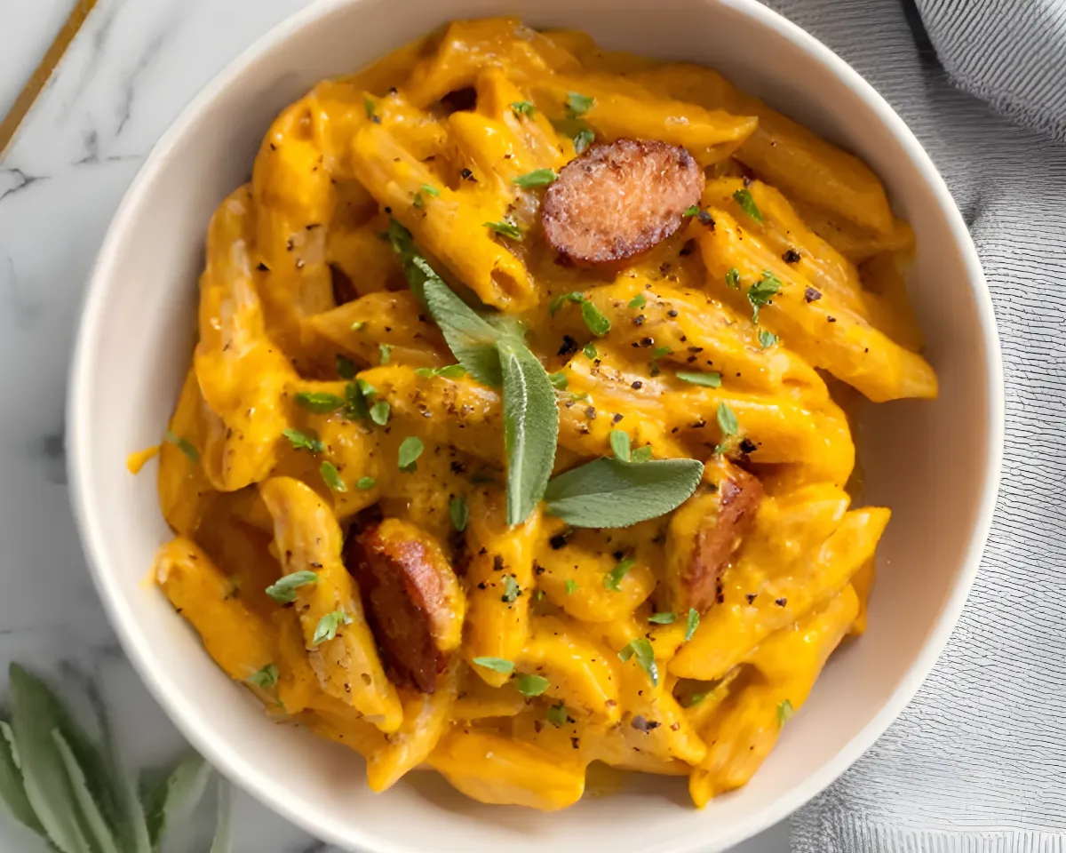 Pumpkin pasta in bowl