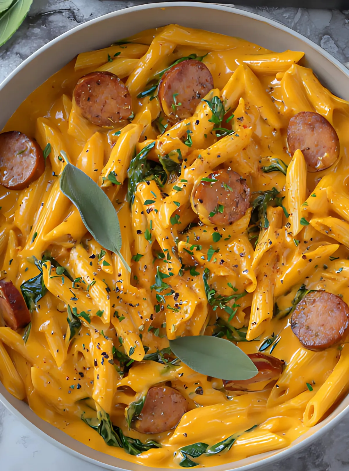Pumpkin pasta with herbs