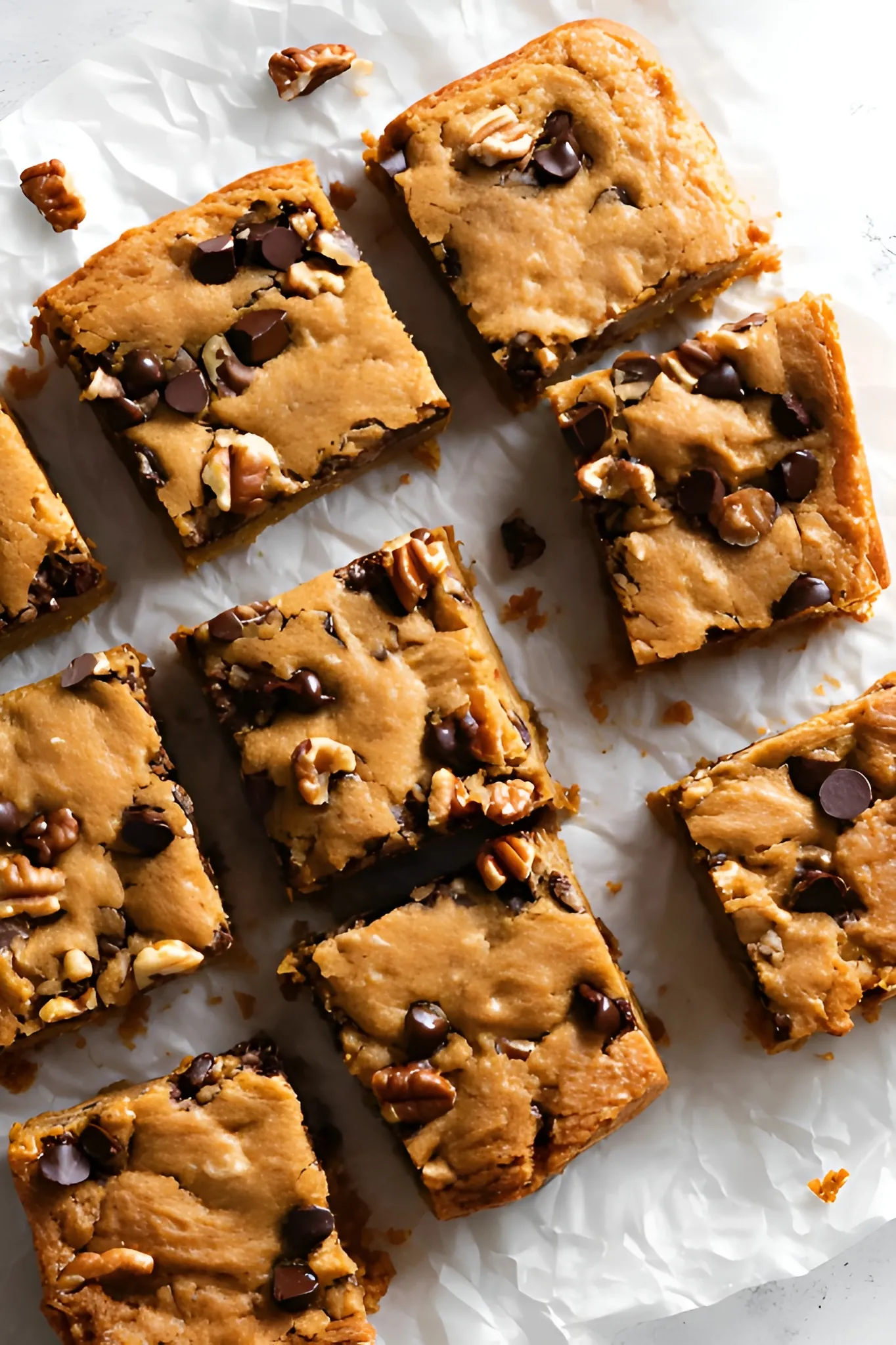 Sliced blondies top view