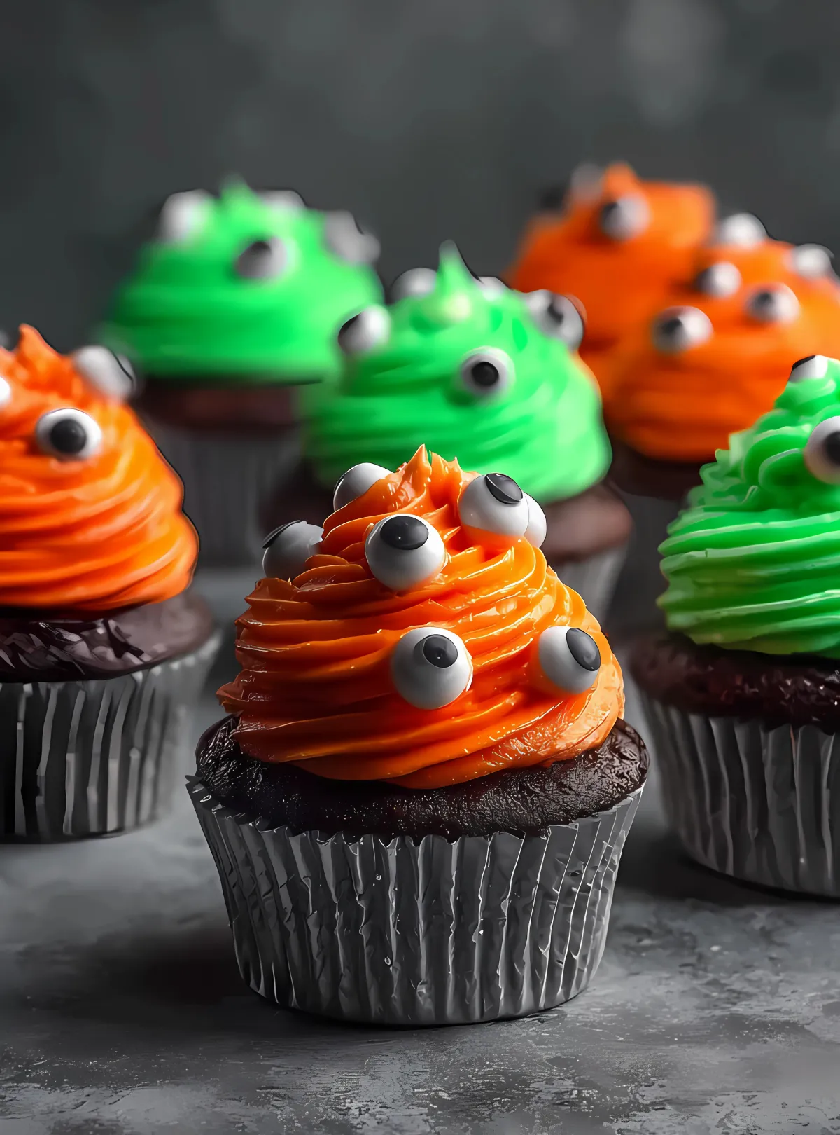 Spooky monster cupcakes with eyes
