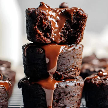 Stack of fudgy brownies