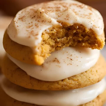 Stacked frosted cookies bite