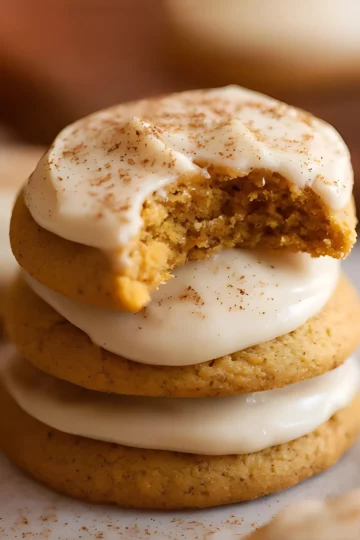 Stacked frosted cookies bite