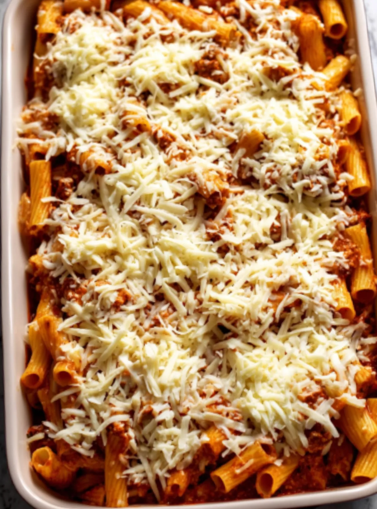 Unbaked pasta with cheese