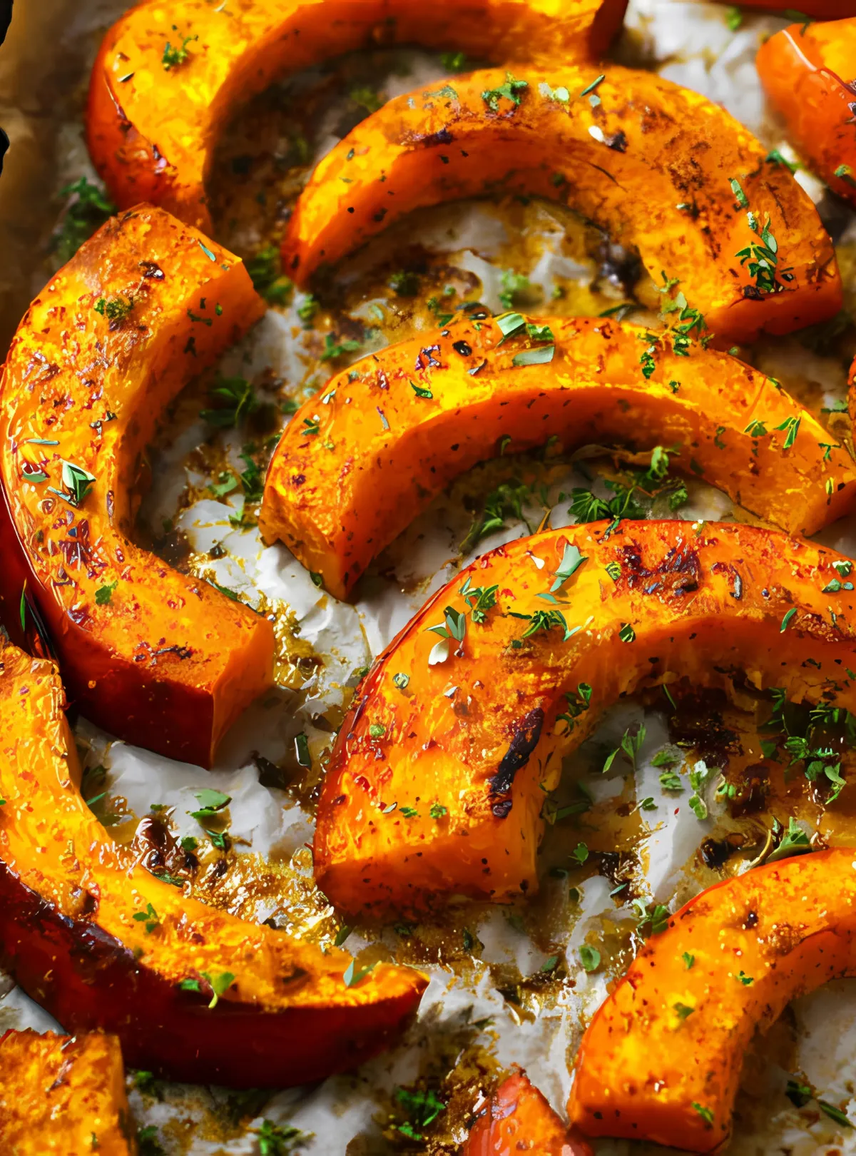 baked pumpkin wedges tray