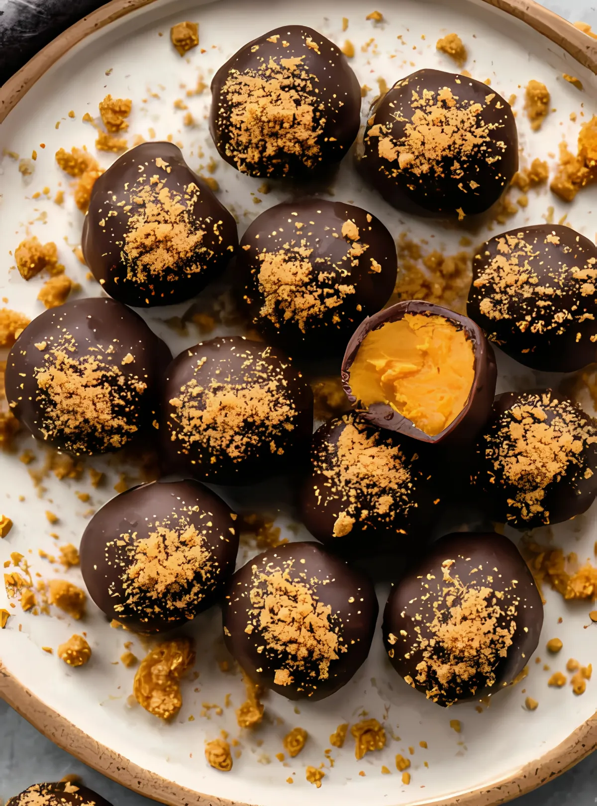 chocolate coated pumpkin truffles
