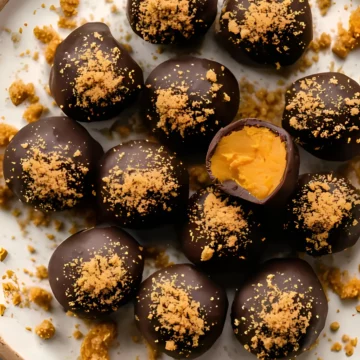 chocolate pumpkin truffles overhead