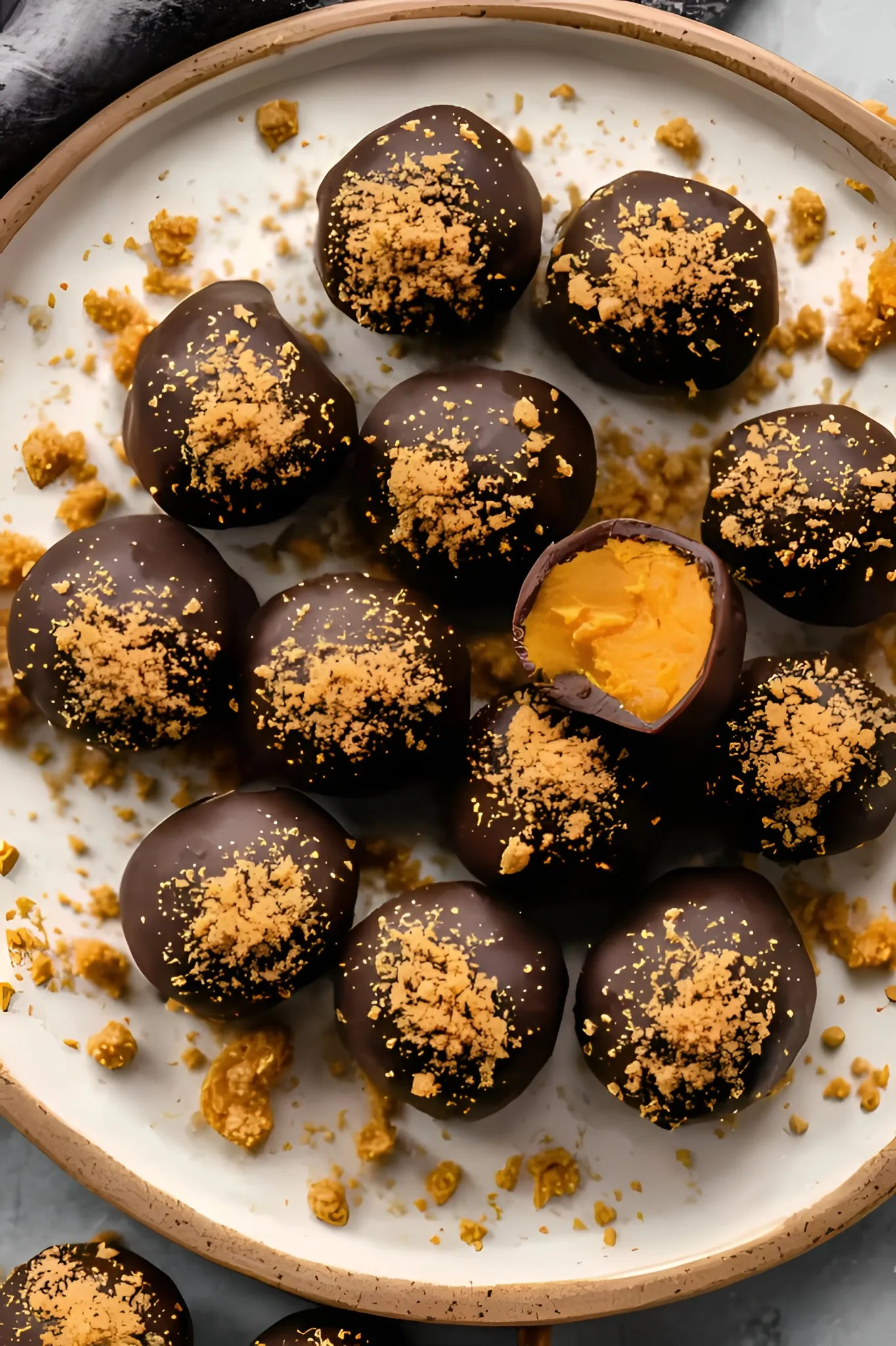 chocolate pumpkin truffles overhead