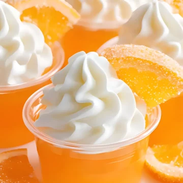 closeup orange jello cup