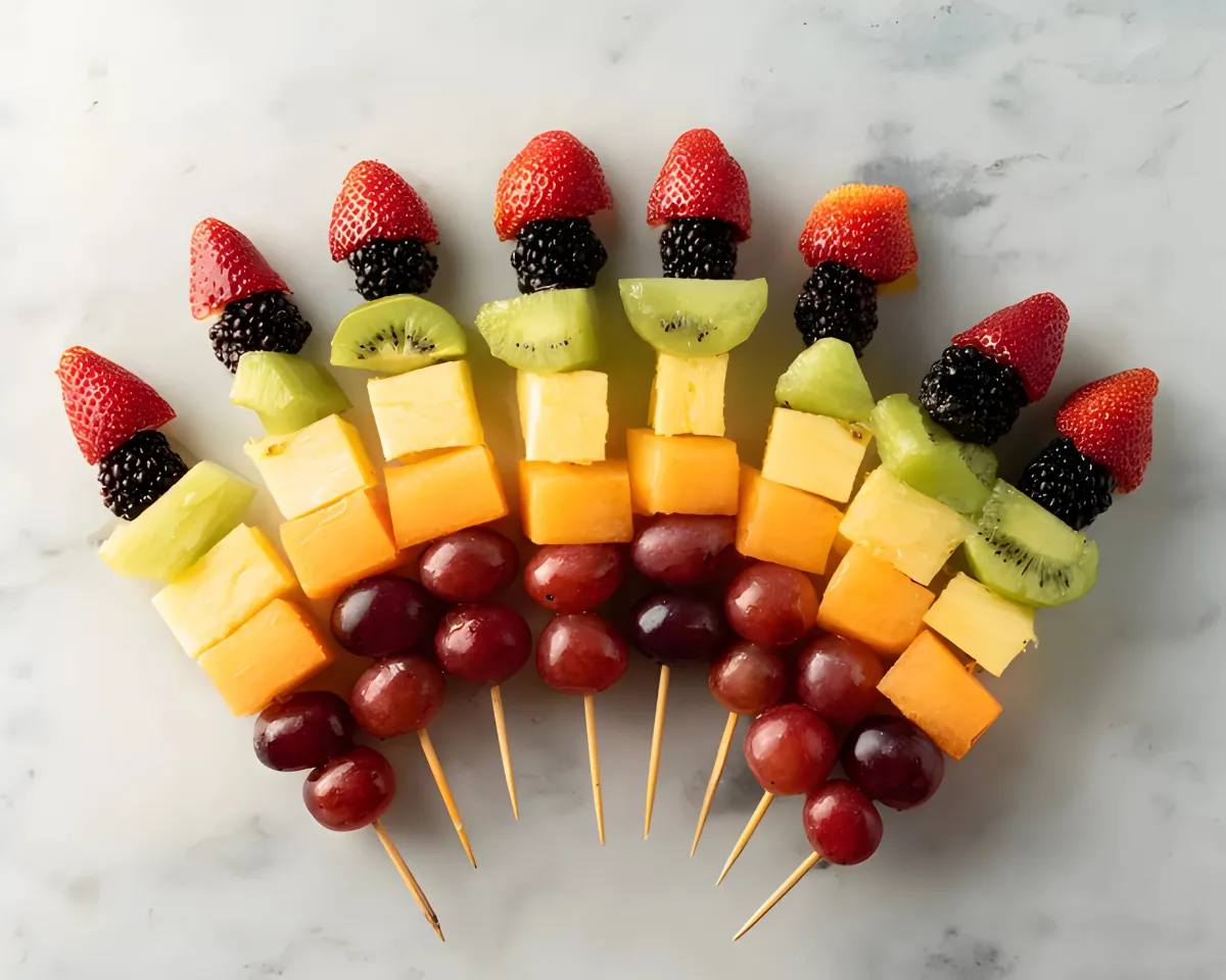 fan arranged fruit kabobs