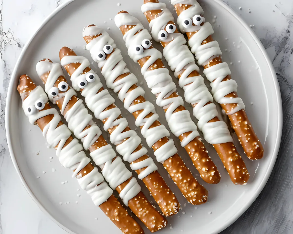 mummy pretzel rods plate