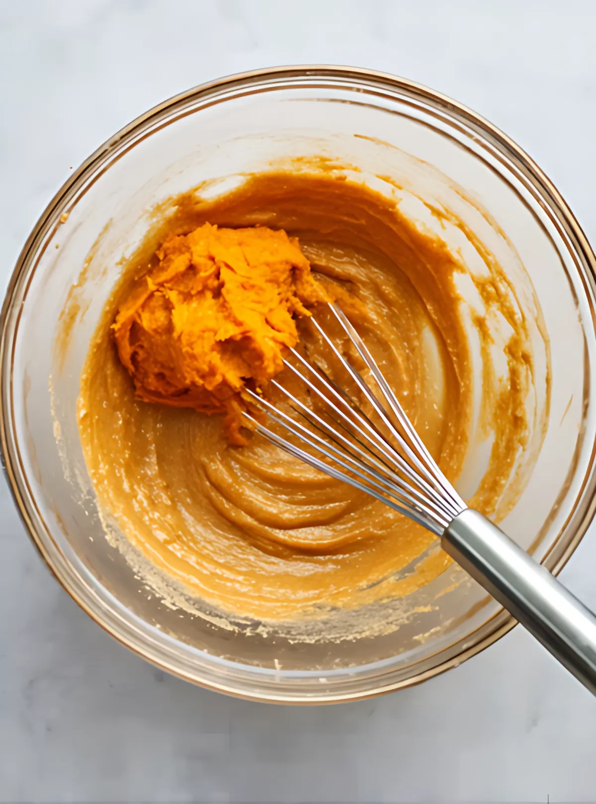 pumpkin batter with whisk