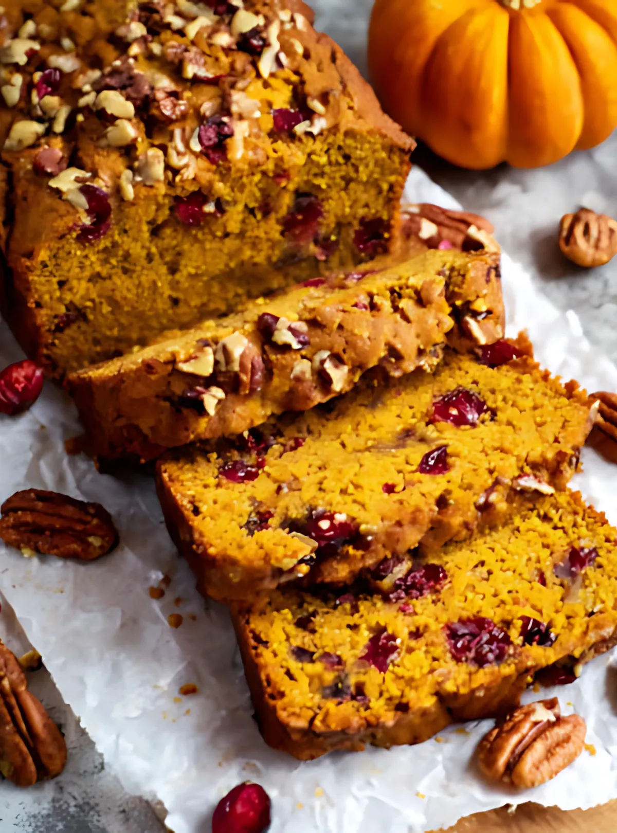 pumpkin cranberry bread slices
