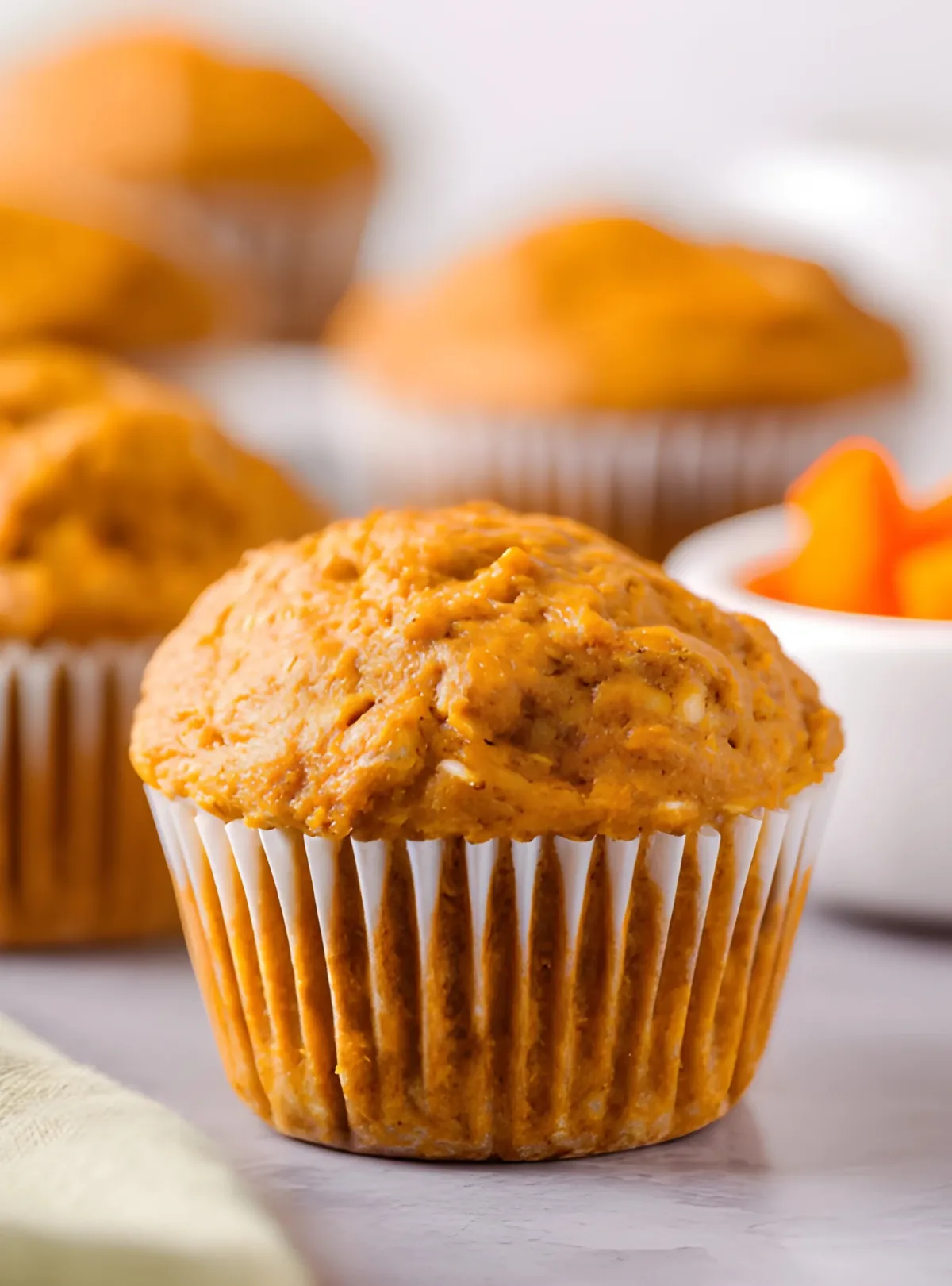 pumpkin oatmeal muffin closeup