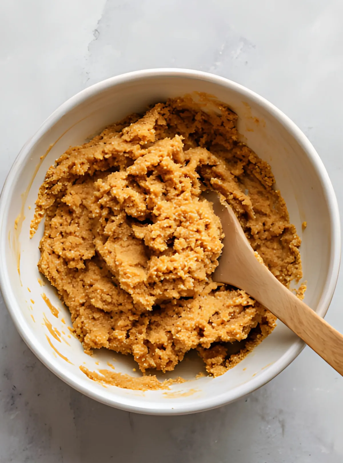 pumpkin spice cookie dough in bowl with spoon