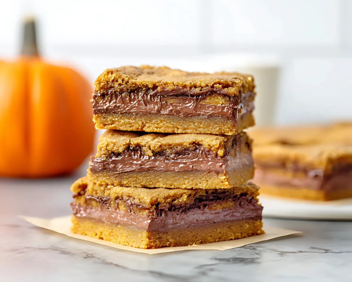 stacked pumpkin nutella blondies