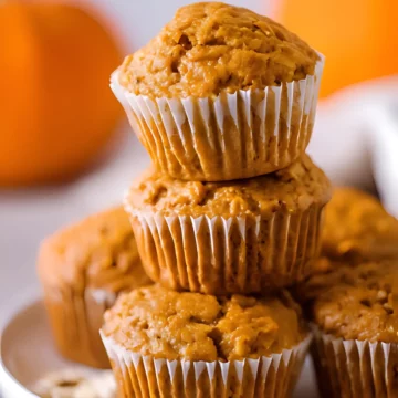 stacked pumpkin oatmeal muffins
