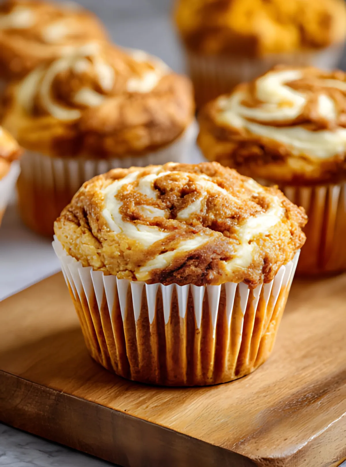 swirled pumpkin muffin