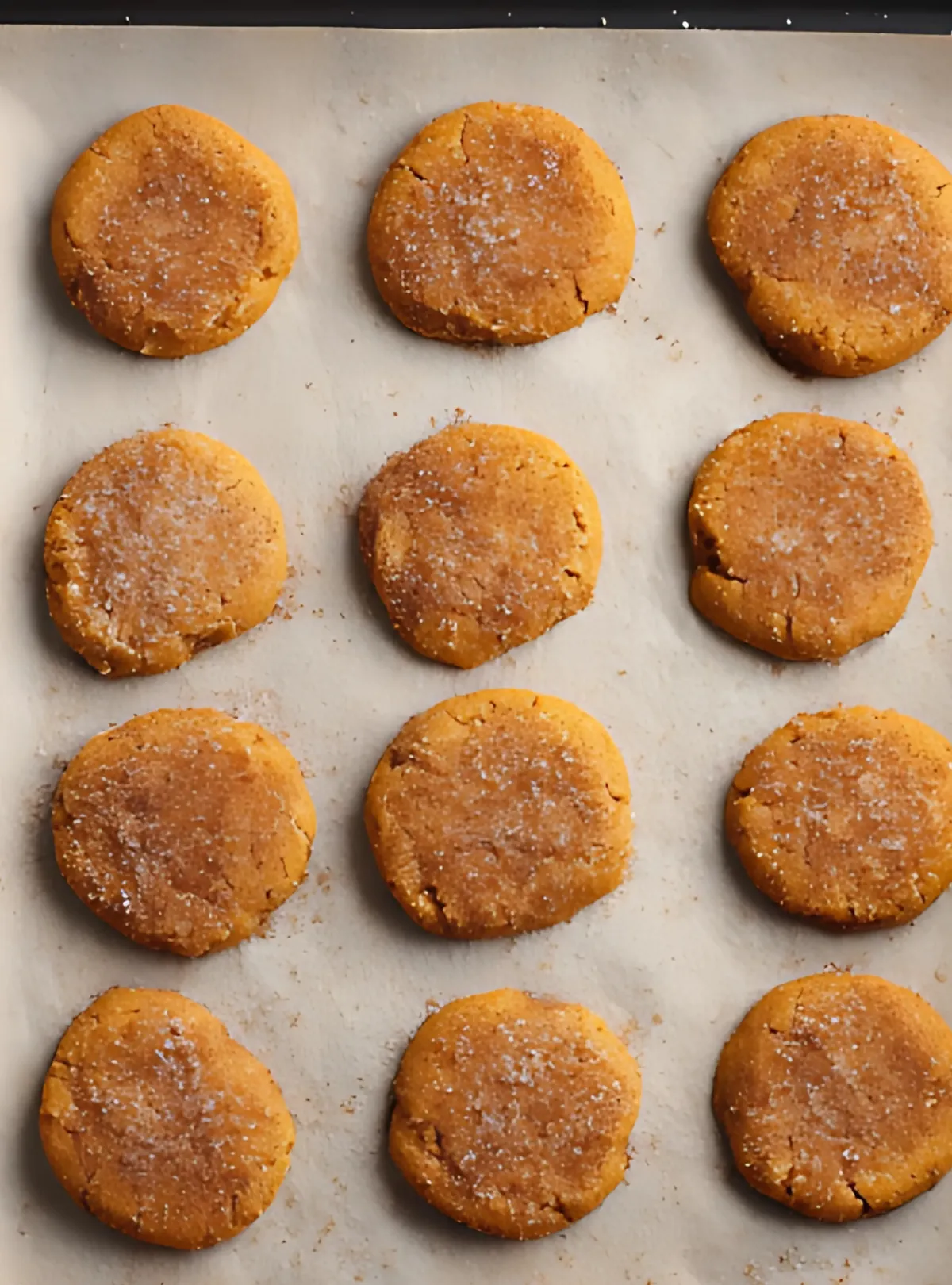 unbaked pumpkin spice cookies on parchment tray