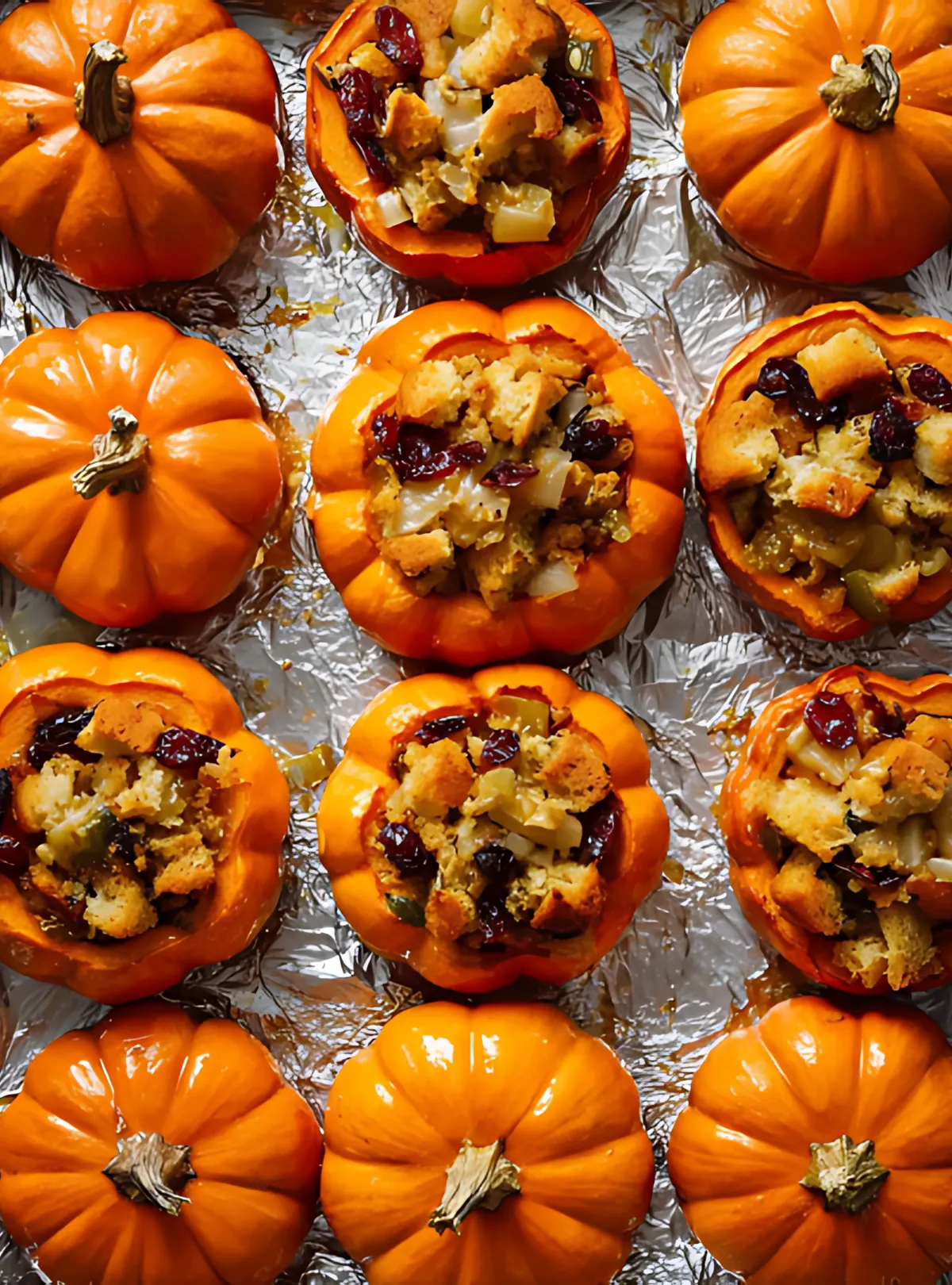 Baked stuffed pumpkins tray