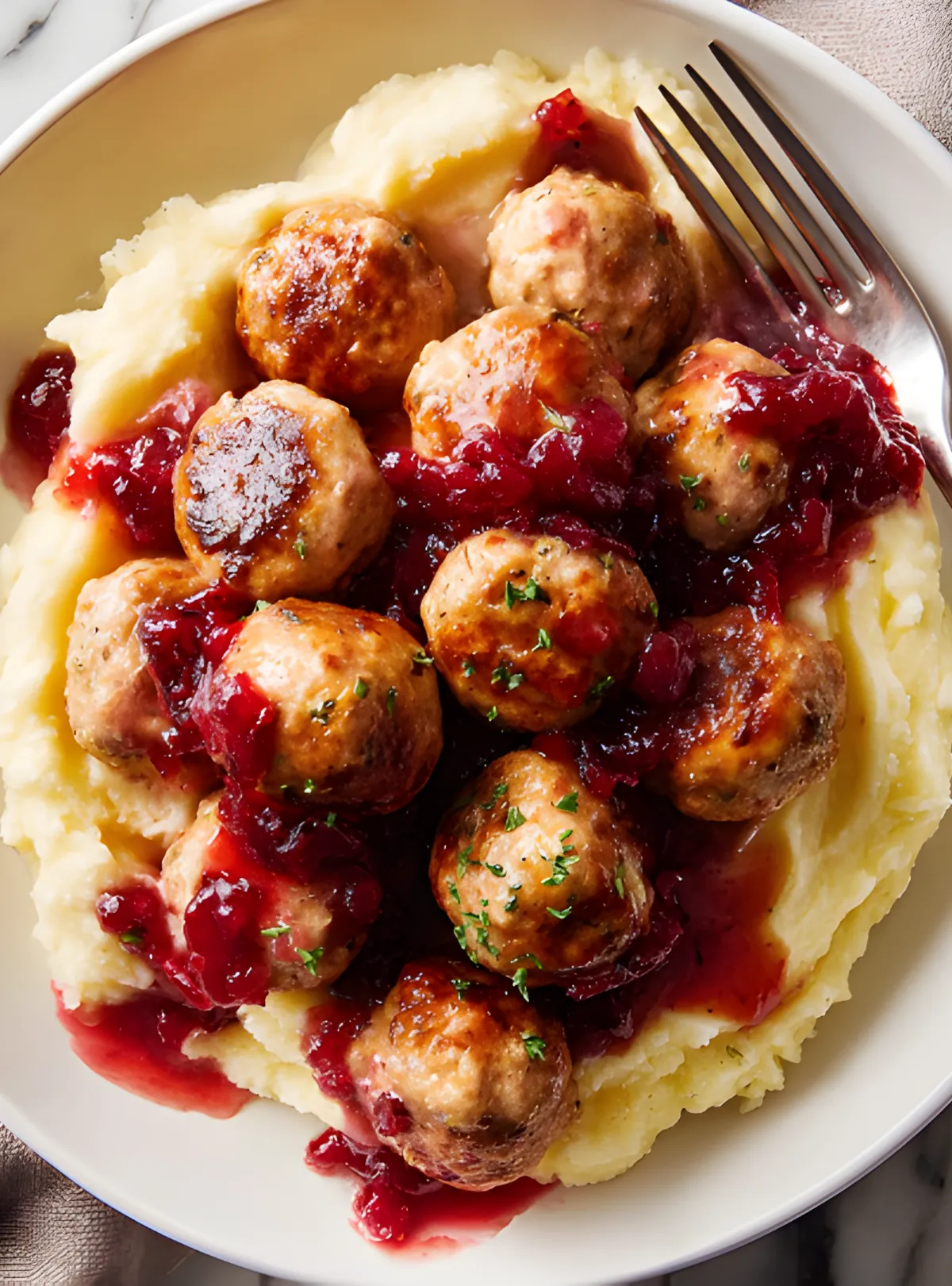 Creamy mashed potatoes meatballs