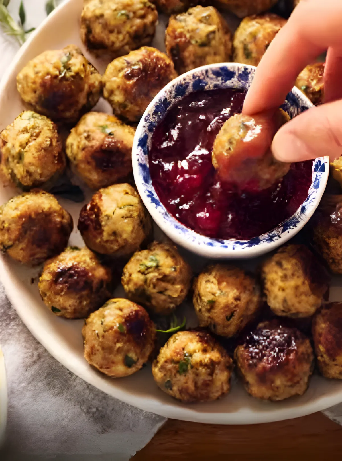 Dipping meatball cranberry sauce